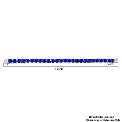Tanzanian Blue Spinel (DF) Tennis Bracelet in Platinum Over Sterling Silver (6.50 In) 31.85 ctw