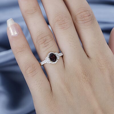 Premium Anthill Garnet and Moissanite Ring in Vermeil Yellow Gold Over Sterling Silver (Size 10.0) 1.35 ctw