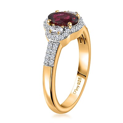 Premium Anthill Garnet and Moissanite Ring in Vermeil Yellow Gold Over Sterling Silver (Size 10.0) 1.35 ctw