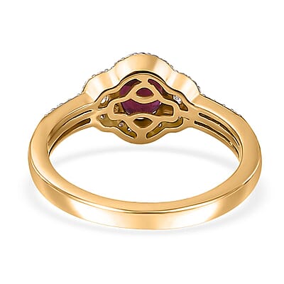 Premium Anthill Garnet and Moissanite Ring in Vermeil Yellow Gold Over Sterling Silver (Size 10.0) 1.35 ctw