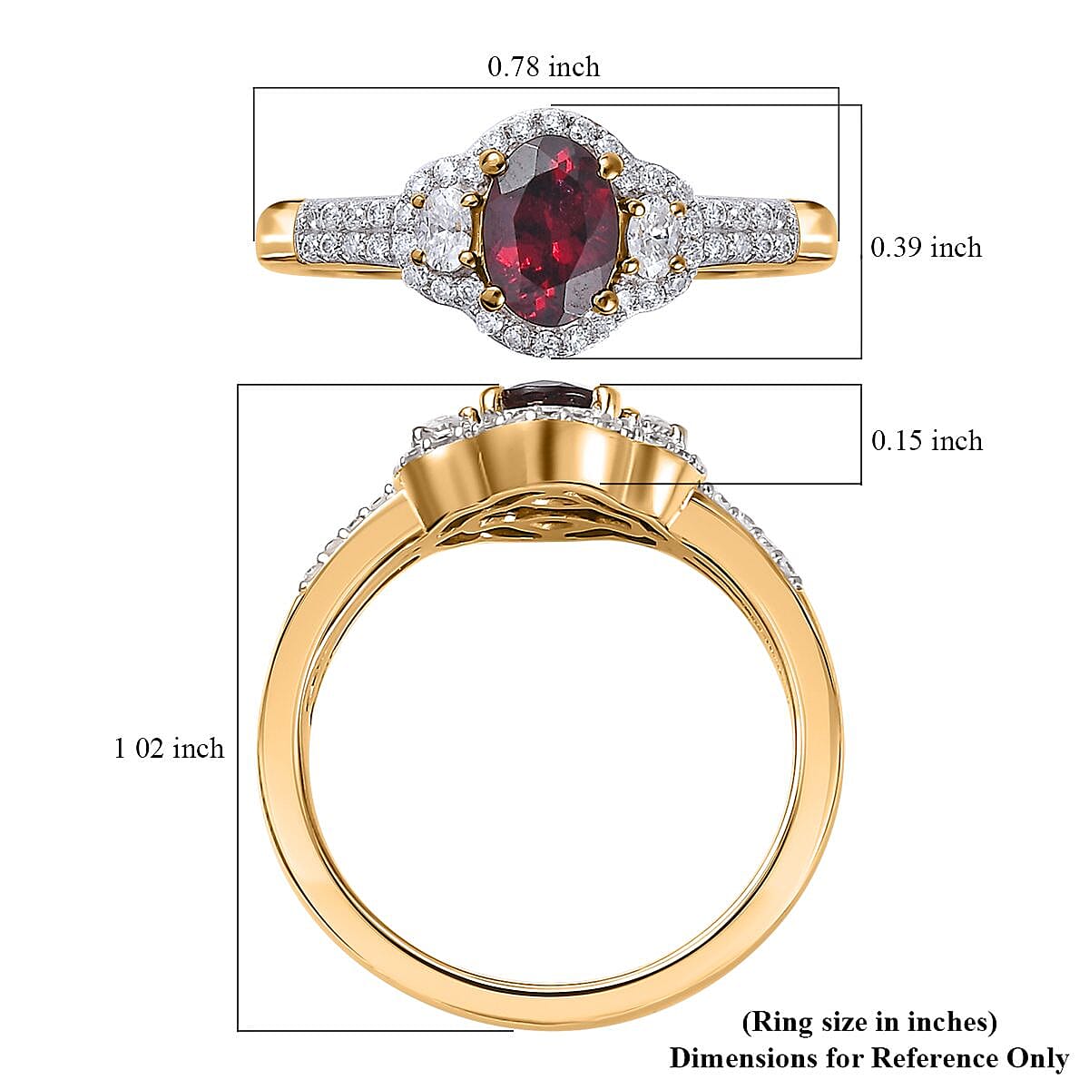 Premium Anthill Garnet and Moissanite Ring in Vermeil Yellow Gold Over Sterling Silver (Size 10.0) 1.35 ctw