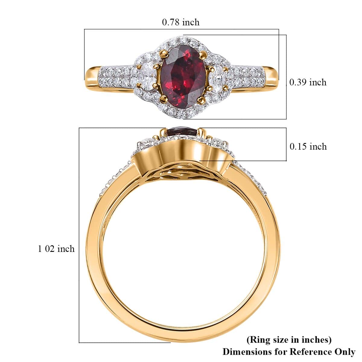 Premium Anthill Garnet and Moissanite Ring in Vermeil Yellow Gold Over Sterling Silver (Size 6.0) 1.35 ctw image number 5