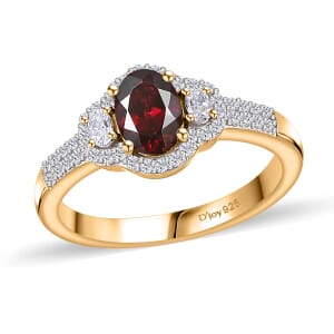 Premium Anthill Garnet and Moissanite Ring in Vermeil Yellow Gold Over Sterling Silver (Size 7.0) 1.35 ctw