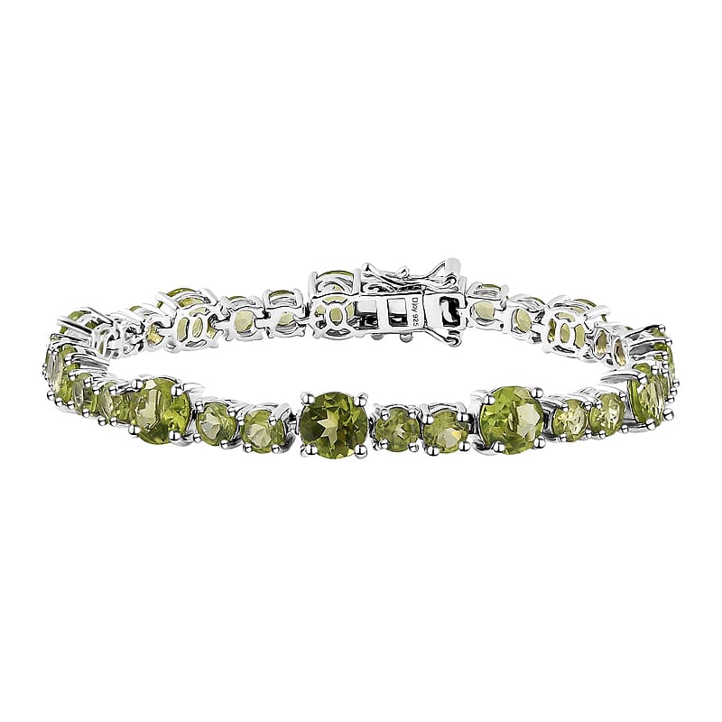 D'Joy Peridot 15.40 ctw Bracelet in Platinum Over Sterling Silver (6.50 In)