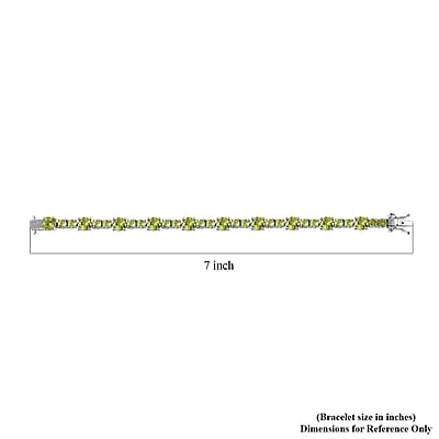 D'Joy Peridot 15.40 ctw Bracelet in Platinum Over Sterling Silver (6.50 In)
