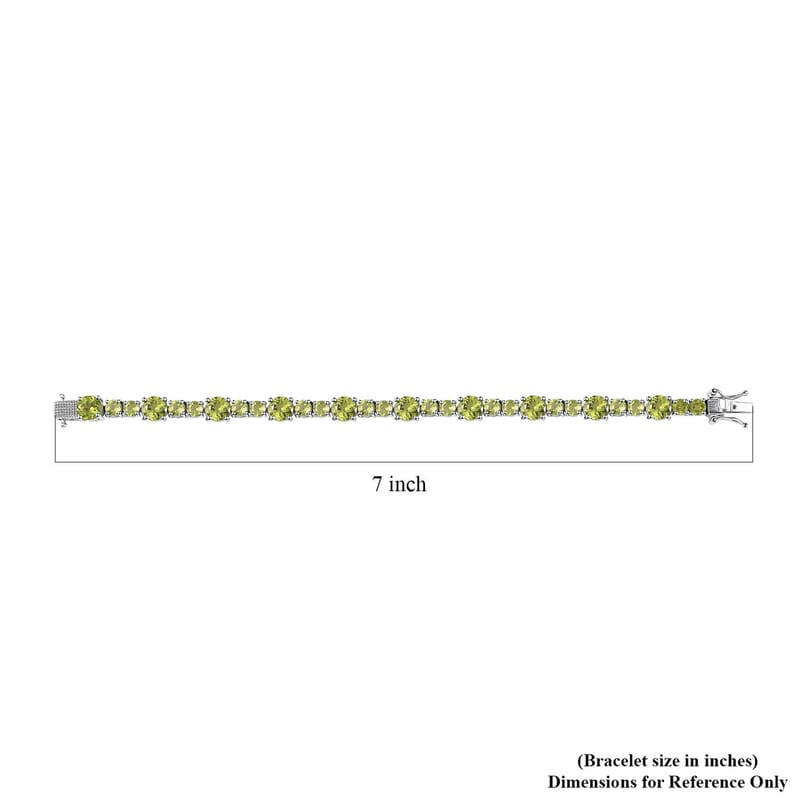 D'Joy Peridot 15.40 ctw Bracelet in Platinum Over Sterling Silver (6.50 In)