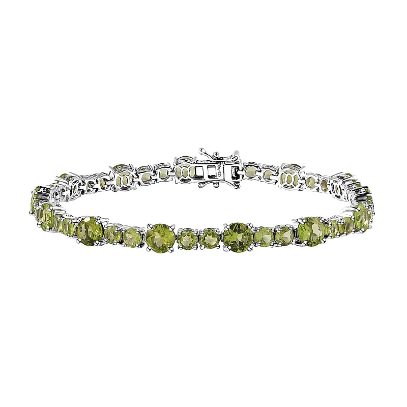 Peridot 18.60 ctw Bracelet in Platinum Over Sterling Silver (8.00 In)