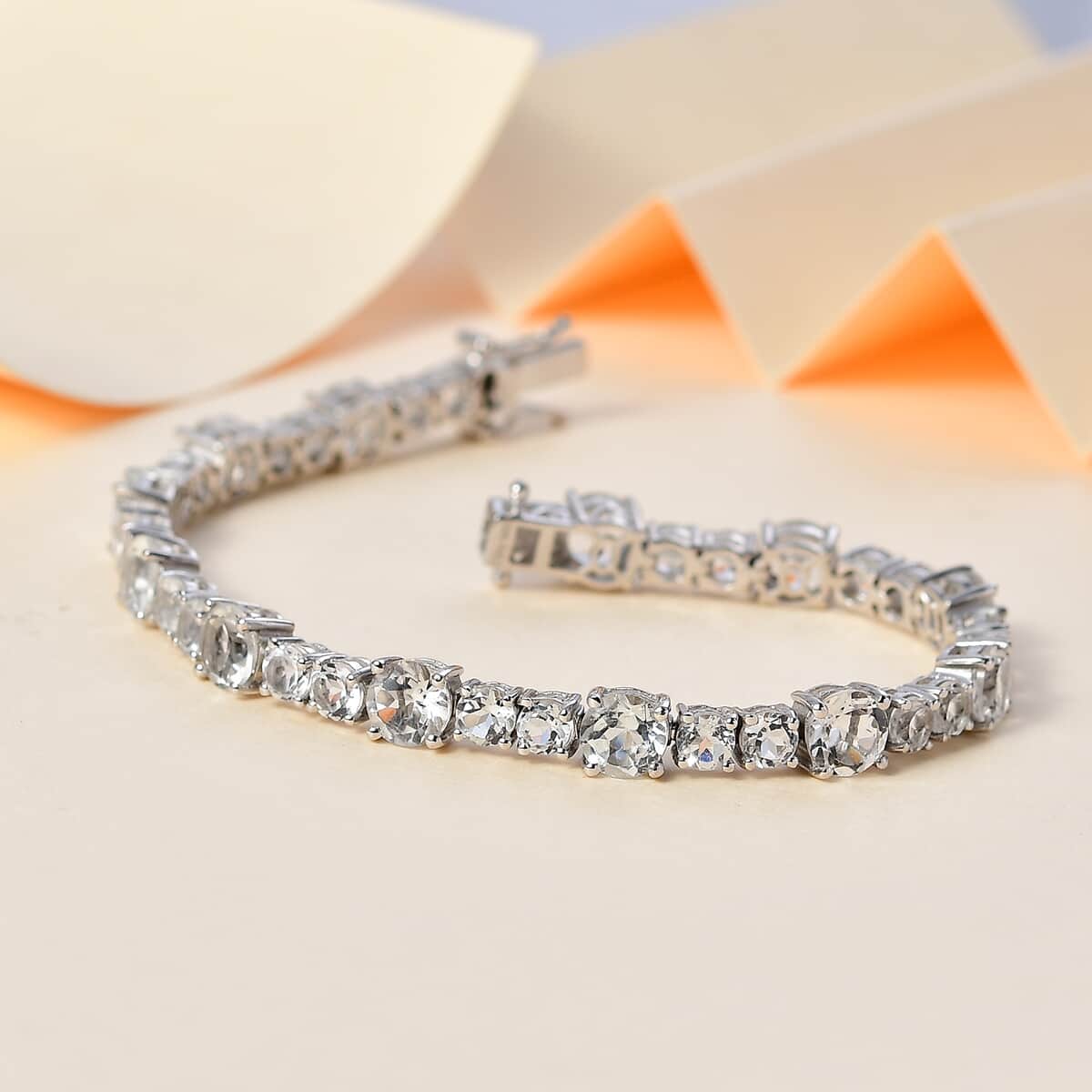 White Topaz Bracelet in Platinum Over Sterling Silver (6.50 In) 17.80 ctw image number 1