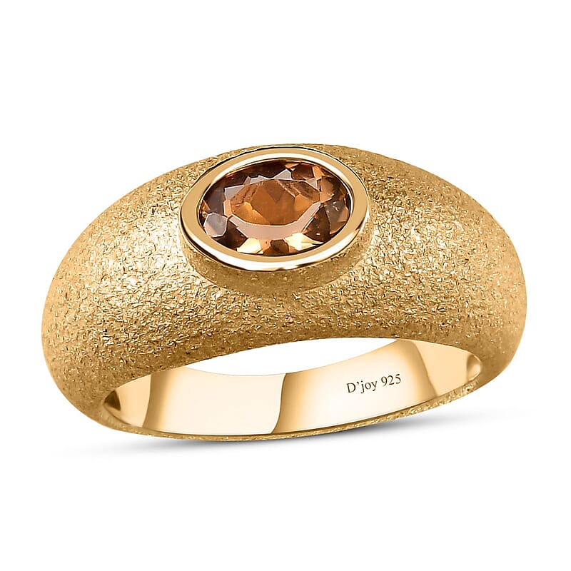 Premium Calabar Golden Tourmaline Solitaire Ring in Vermeil Yellow Gold Over Sterling Silver 0.80 ctw