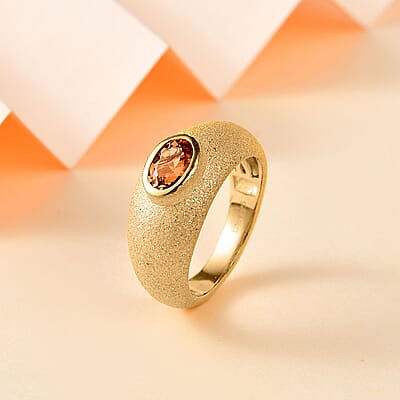 Premium Calabar Golden Tourmaline Solitaire Ring in Vermeil Yellow Gold Over Sterling Silver 0.80 ctw