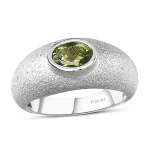 Premium Natural Calabar Green Tourmaline Solitaire Ring in Platinum Over Sterling Silver (Size 10.0) 0.75 ctw