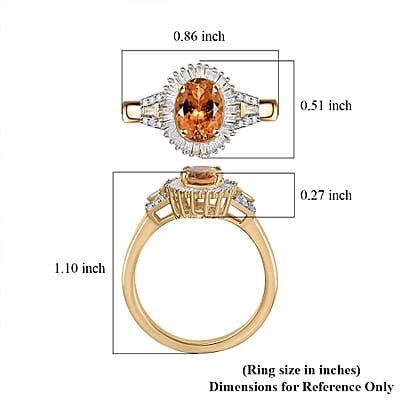 Luxoro 10K Yellow Gold Premium Calabar Golden Tourmaline and G-H I2 Diamond Halo Ring (Size 6.0) 4 Grams 1.50 ctw