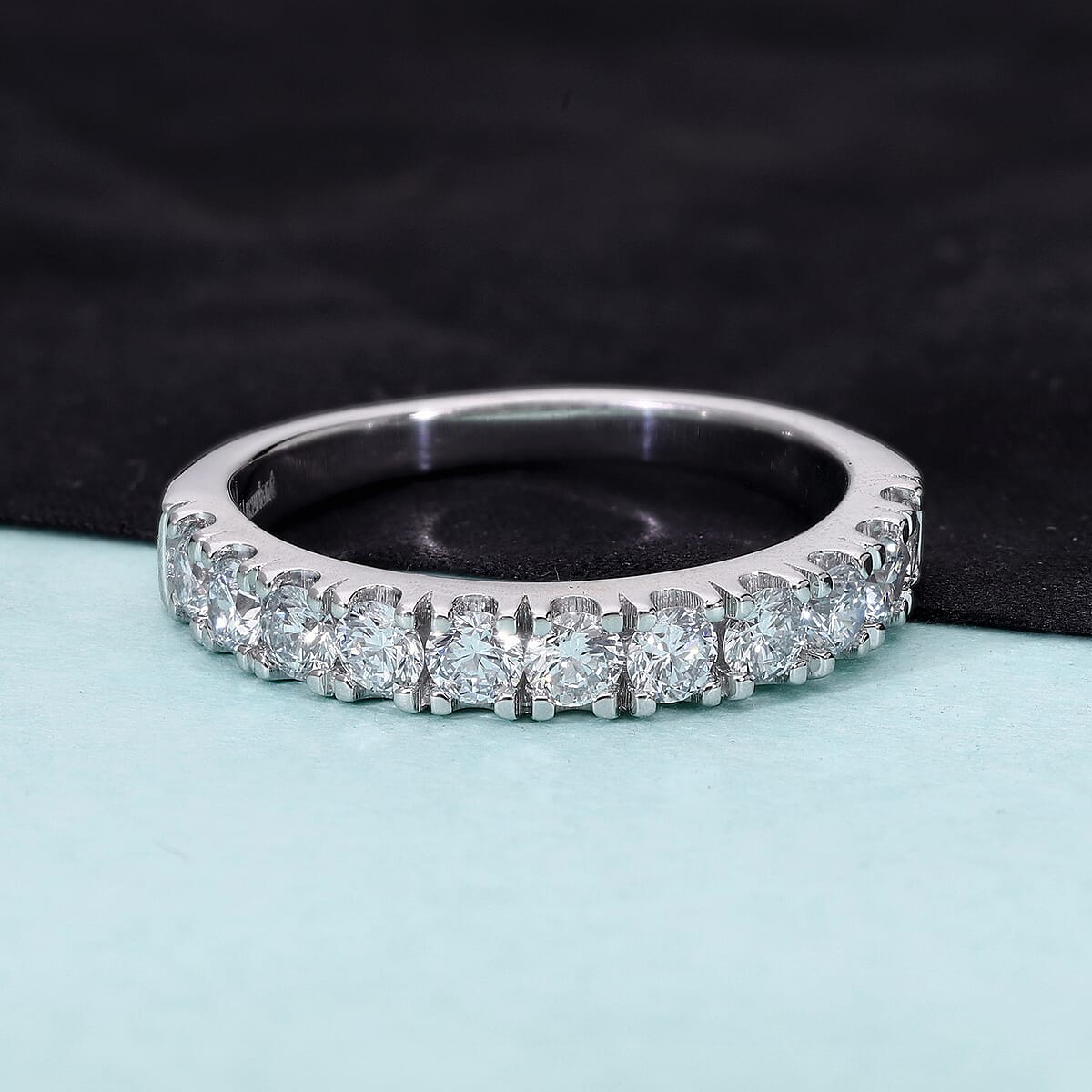 Luxuriant Lab Grown Diamond F-G VS 1.00 ctw Eternity Band Ring in Platinum Over Sterling Silver (Size 10.0) image number 2