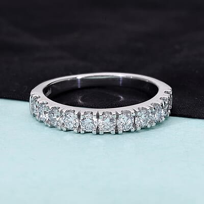 Luxuriant Lab Grown Diamond F-G VS 1.00 ctw Eternity Band Ring in Platinum Over Sterling Silver (Size 10.0)