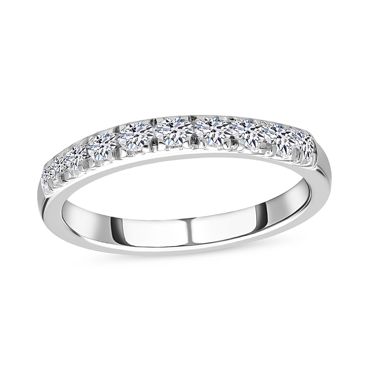Luxuriant Lab Grown Diamond F-G VS 1.00 ctw Eternity Band Ring in Platinum Over Sterling Silver (Size 5.0) image number 2