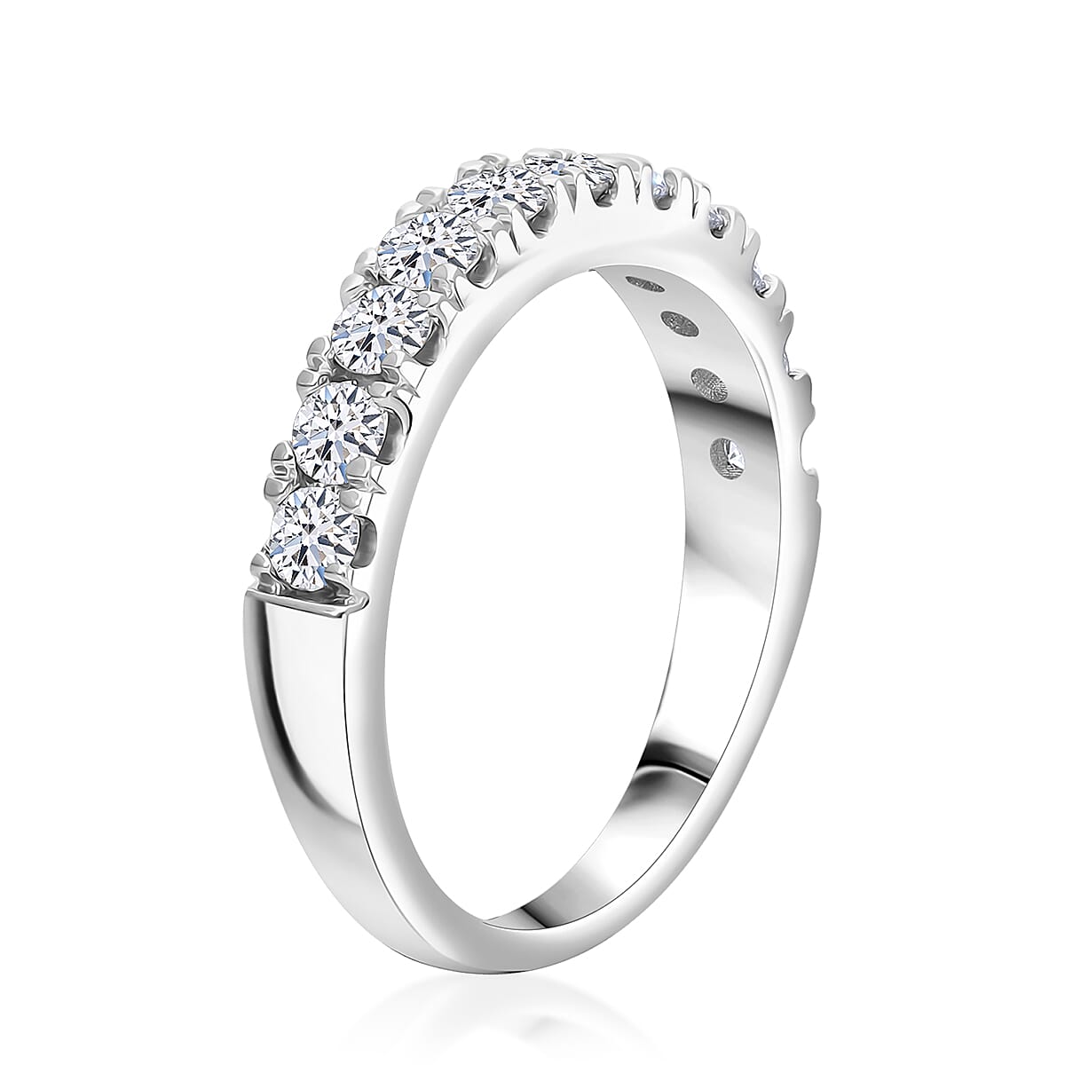 Luxuriant Lab Grown Diamond F-G VS 1.00 ctw Eternity Band Ring in Platinum Over Sterling Silver (Size 5.0) image number 4