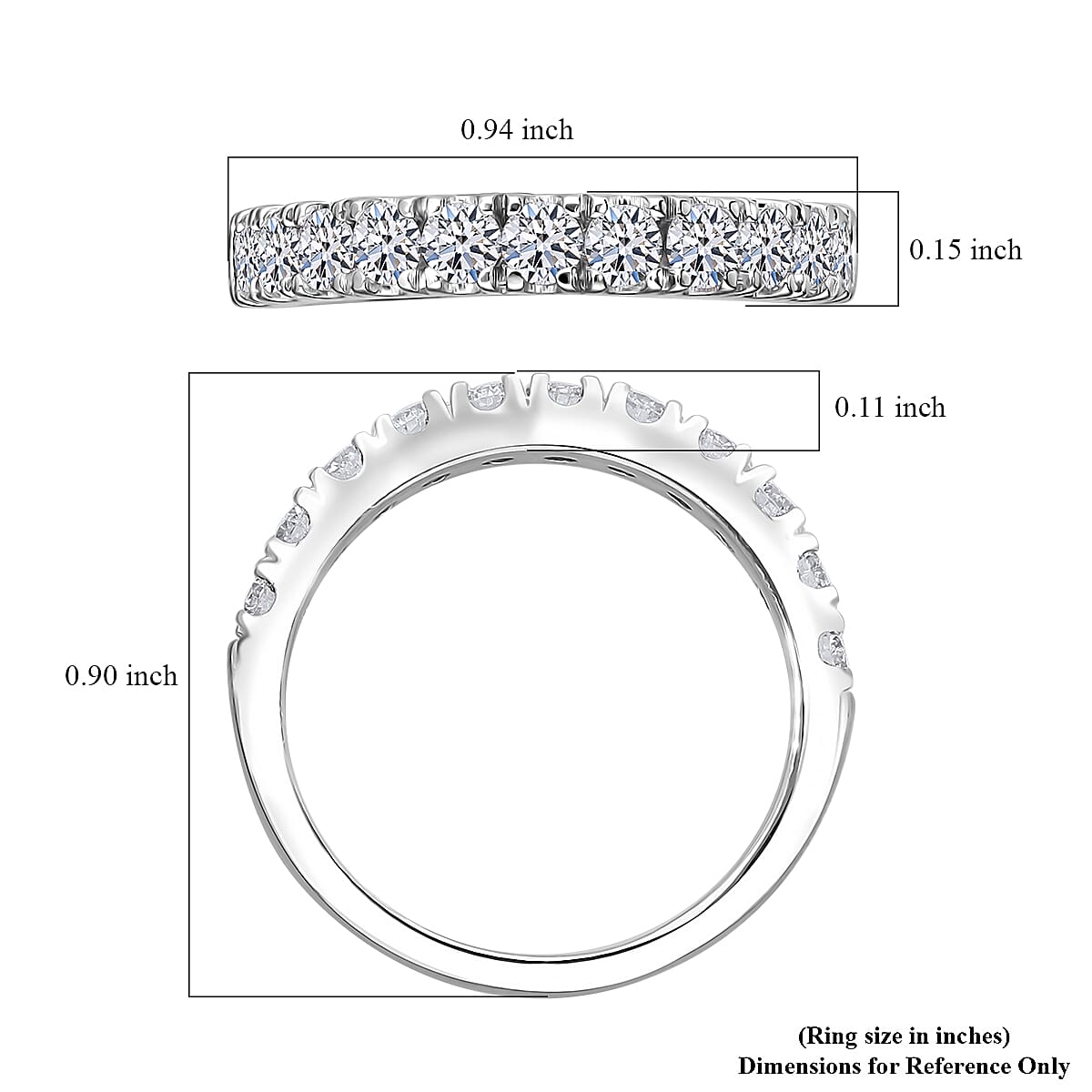 Luxuriant Lab Grown Diamond F-G VS 1.00 ctw Eternity Band Ring in Platinum Over Sterling Silver (Size 5.0) image number 6