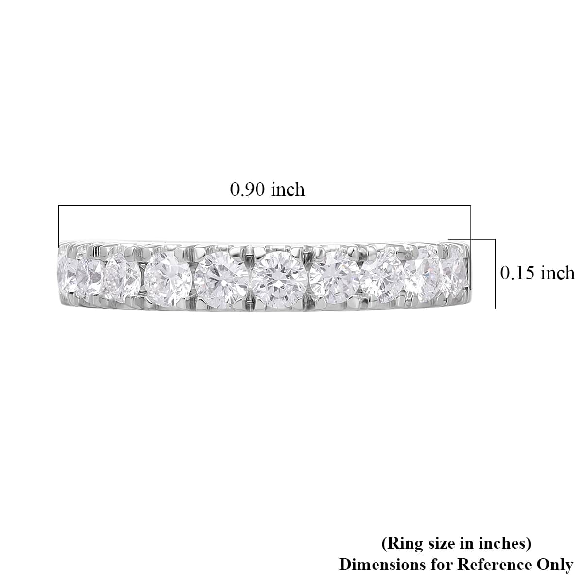 Luxuriant Lab Grown Diamond F-G VS Eternity Band Ring in Platinum Over Sterling Silver (Size 7.0) 1.00 ctw image number 5