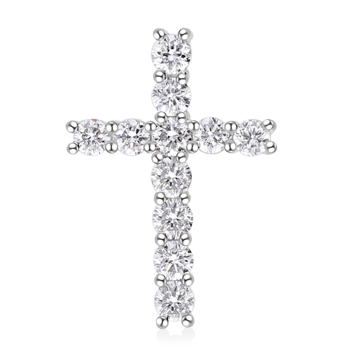 Luxuriant Lab Grown Diamond F-G VS Cross Pendant in Platinum Over Sterling Silver 0.25 ctw image number 0