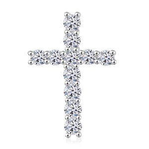 Luxuriant Lab Grown Diamond F-G VS Cross Pendant without Chain in Platinum Over Sterling Silver 0.25 ctw
