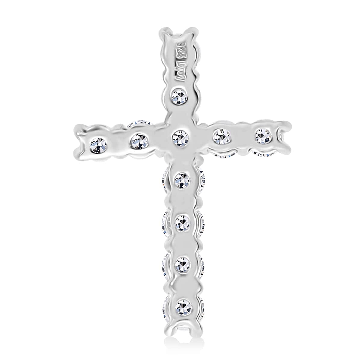 Luxuriant Lab Grown Diamond F-G VS Cross Pendant without Chain in Platinum Over Sterling Silver 0.25 ctw