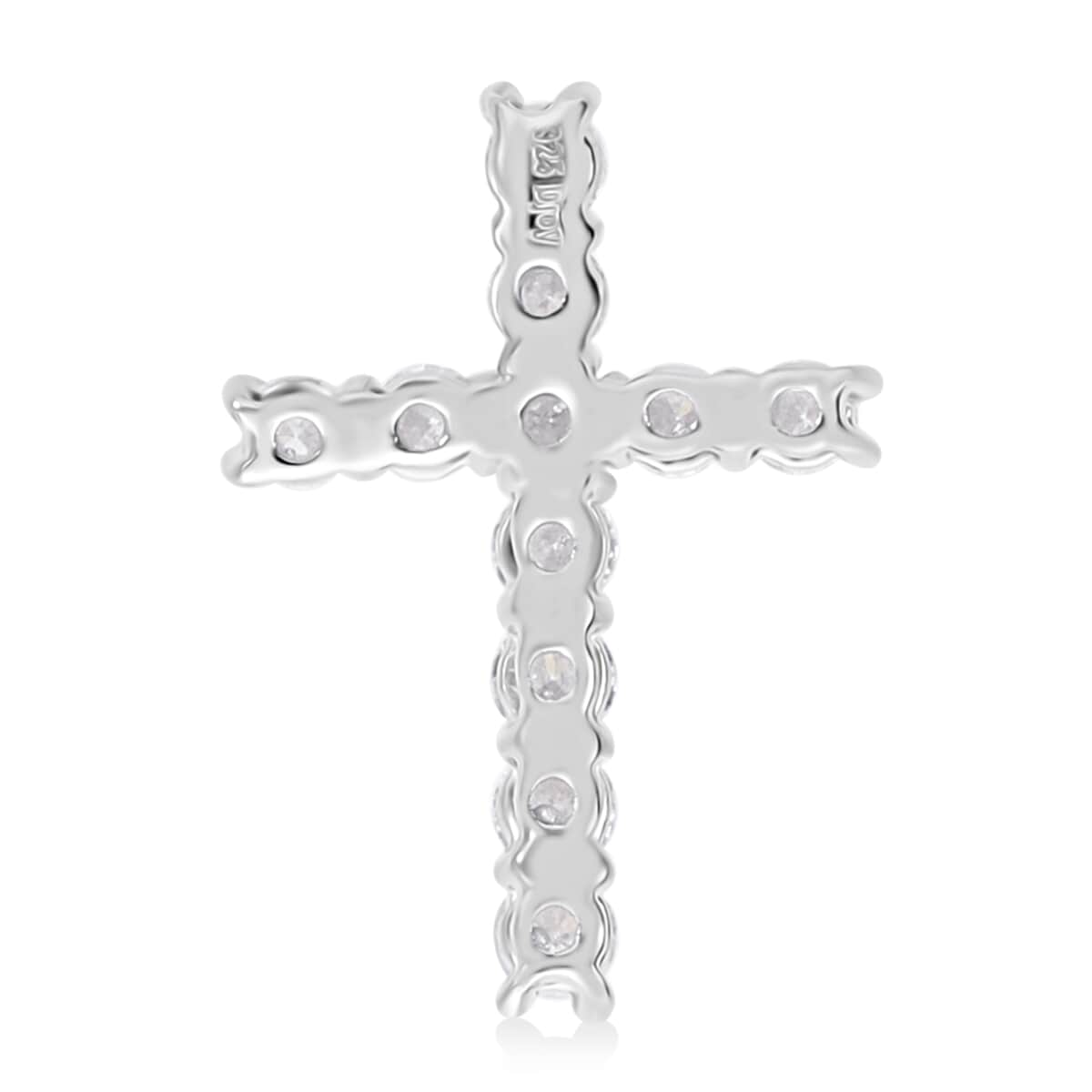 Luxuriant Lab Grown Diamond F-G VS Cross Pendant in Platinum Over Sterling Silver 0.25 ctw image number 3