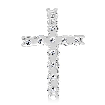 Luxuriant Lab Grown Diamond F-G VS Cross Pendant without Chain in Platinum Over Sterling Silver 0.25 ctw