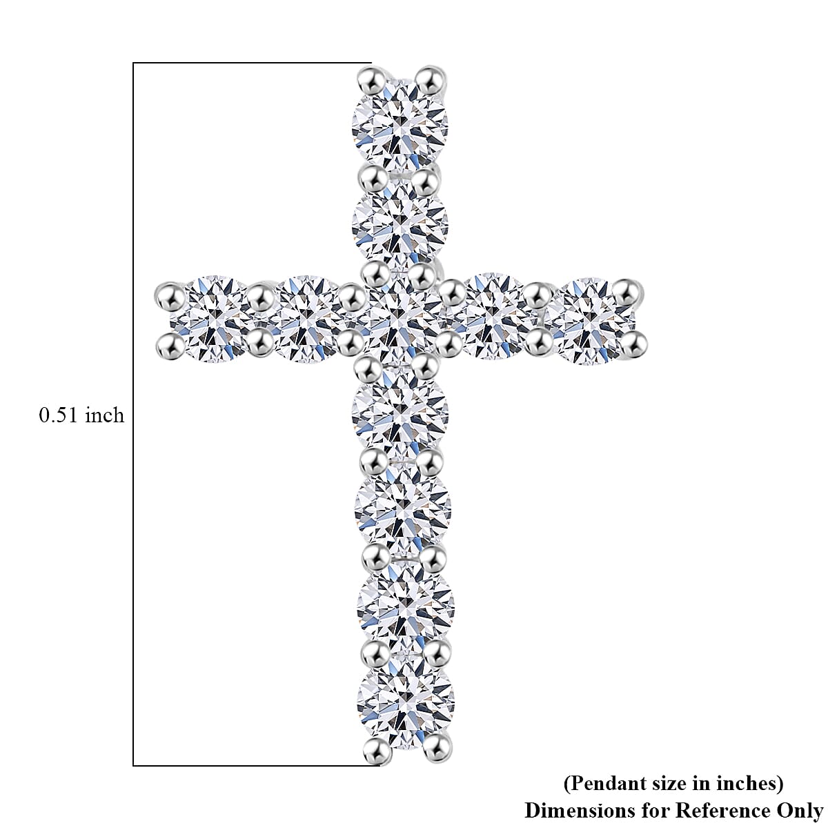 Luxuriant Lab Grown Diamond F-G VS Cross Pendant without Chain in Platinum Over Sterling Silver 0.25 ctw