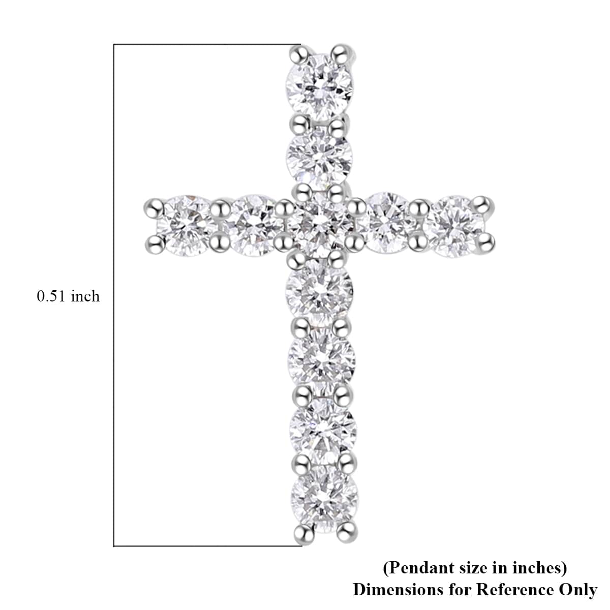Luxuriant Lab Grown Diamond F-G VS Cross Pendant in Platinum Over Sterling Silver 0.25 ctw image number 4