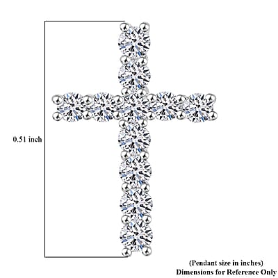 Luxuriant Lab Grown Diamond F-G VS Cross Pendant without Chain in Platinum Over Sterling Silver 0.25 ctw
