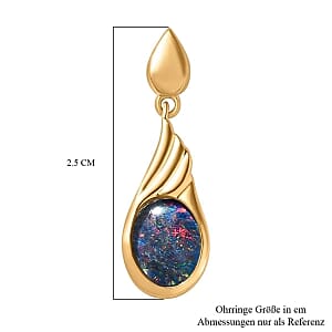 Boulder Opal Triplet 1.70 ctw Earrings in Vermeil Yellow Gold Over Sterling Silver