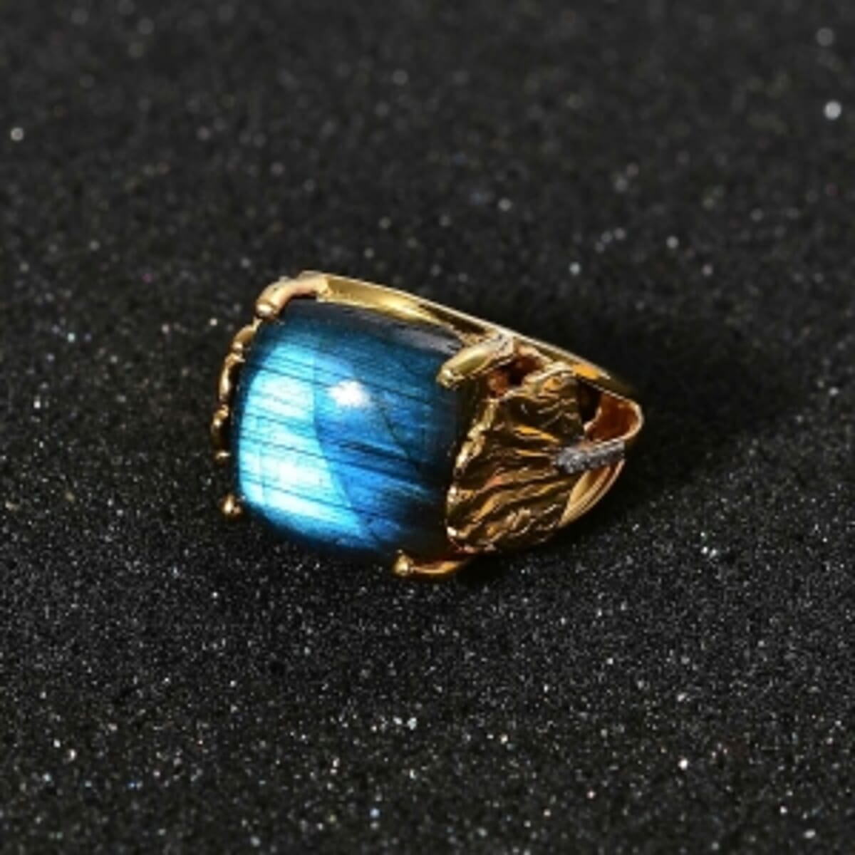 Labradorite and Multi Gemstone14.77 ctw Fancy Ring in Vermeil Yellow Gold Over Sterling Silver (Size 6.5) image number 2