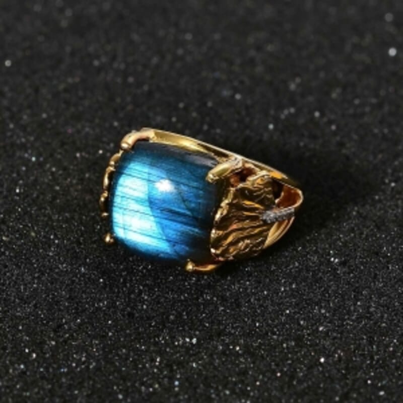 Labradorite and Multi Gemstone14.77 ctw Fancy Ring in Vermeil Yellow Gold Over Sterling Silver (Size 6.5)