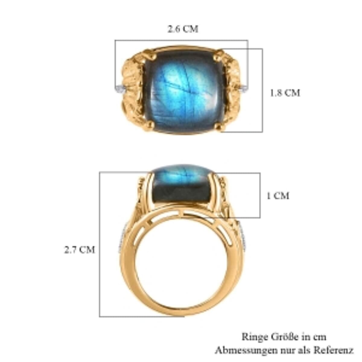Labradorite and Multi Gemstone14.77 ctw Fancy Ring in Vermeil Yellow Gold Over Sterling Silver (Size 6.5) image number 7