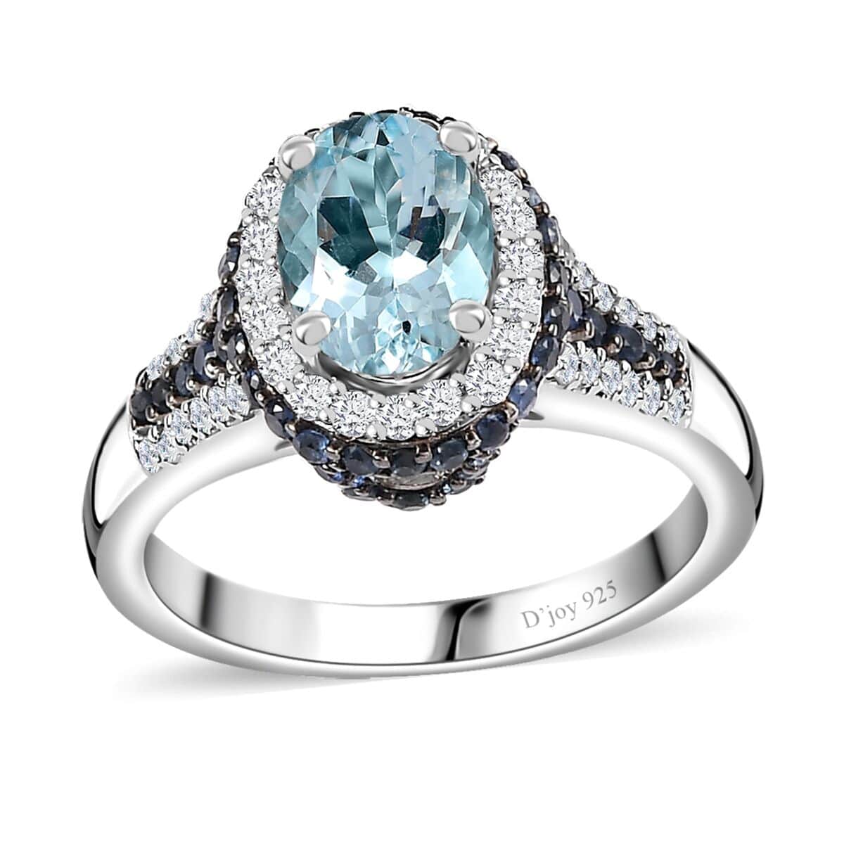 TLV Santa Maria Aquamarine, Multi Gemstone Ring in Platinum Over Sterling Silver (Size 10.0) 2.00 ctw image number 0
