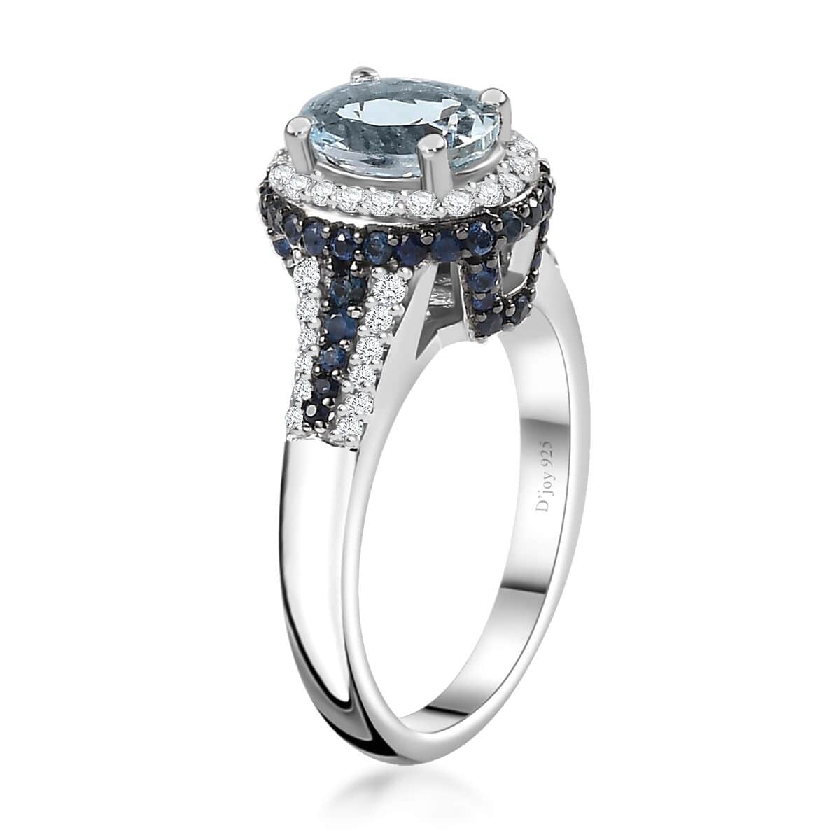 Santa Maria Aquamarine and Multi Gemstone Ring in Platinum Over Sterling Silver (Size 6.0) 2.00 ctw image number 3
