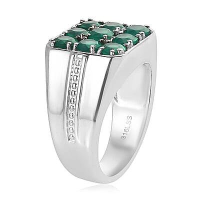 Green Onyx 2.65 ctw Men's Ring in Stainless Steel (Size 10.0)