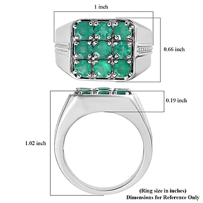 Green Onyx 2.65 ctw Men's Ring in Stainless Steel (Size 10.0)