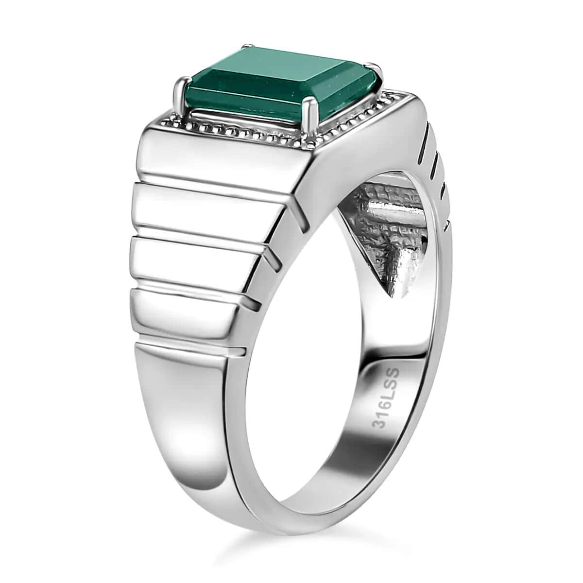 Green Onyx Men's Ring in Stainless Steel (Size 11.0) 2.10 ctw image number 3