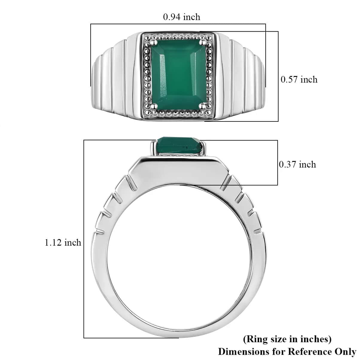 Green Onyx Men's Ring in Stainless Steel (Size 12.0) 2.10 ctw image number 5
