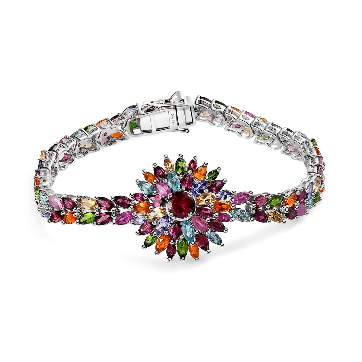 Multi Gemstone 19.00 ctw Bracelet in Platinum Over Sterling Silver (7.25 In) image number 0