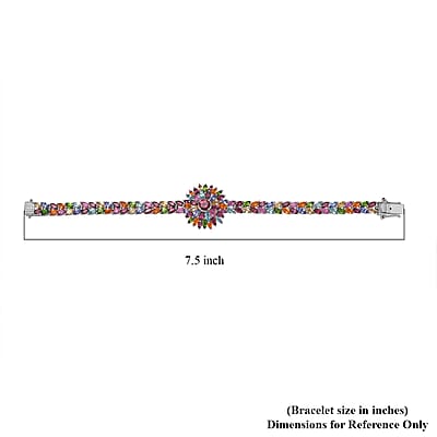 D'Joy Multi Gemstone 19.00 ctw Bracelet in Platinum Over Sterling Silver (7.25 In)