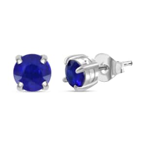 Vietnamese Cobalt Blue Spinel (DF) Solitaire Stud Earring in Platinum Over Sterling Silver 1.00 ctw