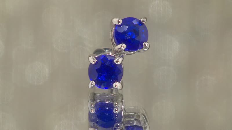 Vietnamese Cobalt Blue Spinel (DF) Solitaire Stud Earring in Platinum Over Sterling Silver 1.00 ctw