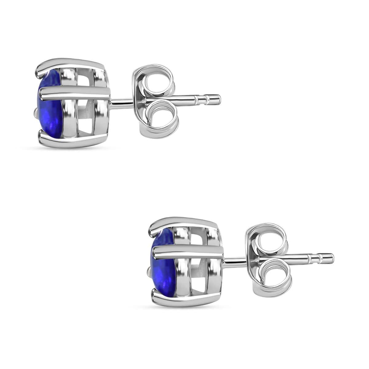 Tanzanian Blue Spinel (DF) Solitaire Stud Earring in Platinum Over Sterling Silver 1.00 ctw image number 2
