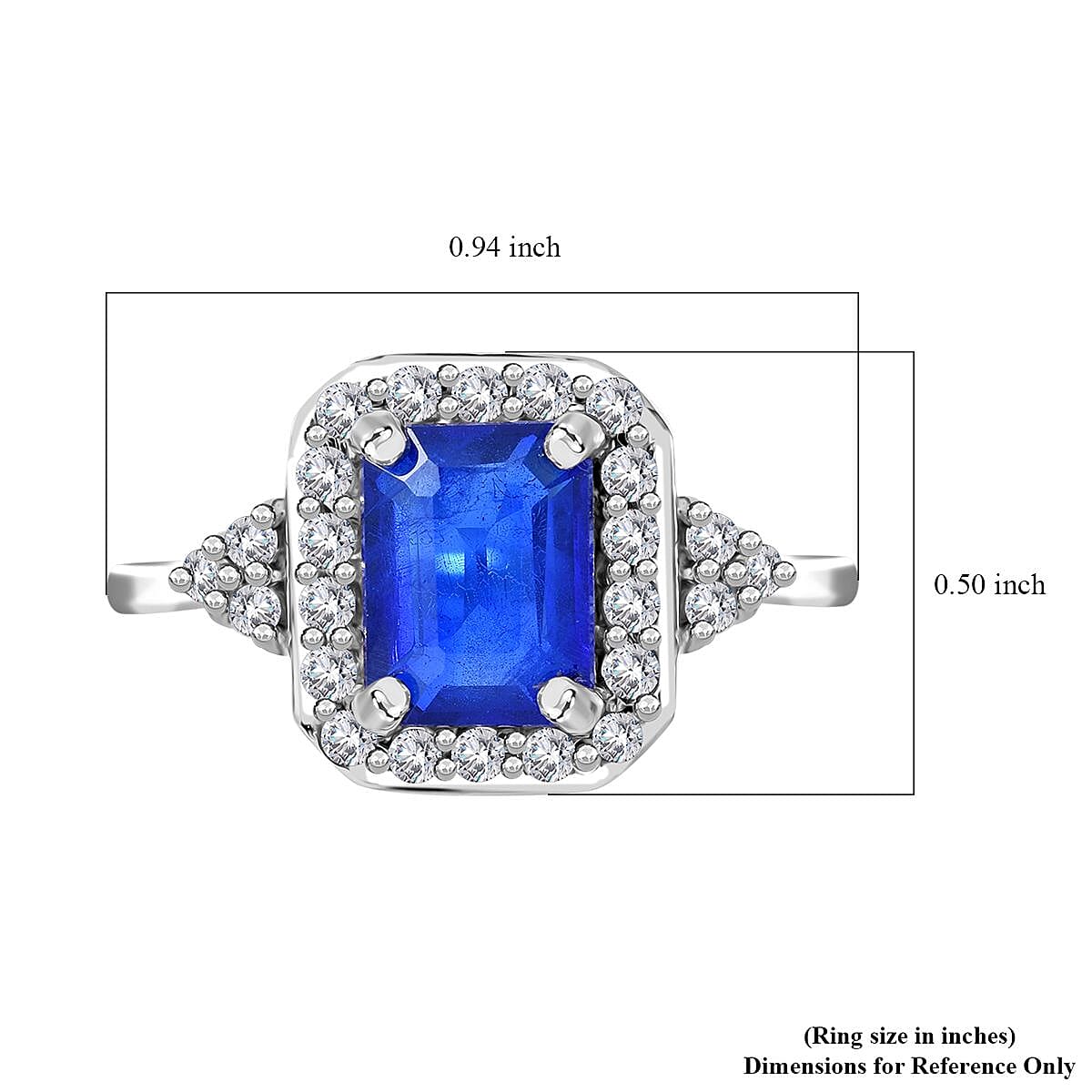 Buy Tanzanian Cobalt Blue Spinel (DF) and White Zircon Halo Ring