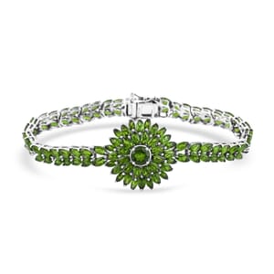 Chrome Diopside 19.85 ctw Bracelet in Platinum Over Sterling Silver (7.25 In)