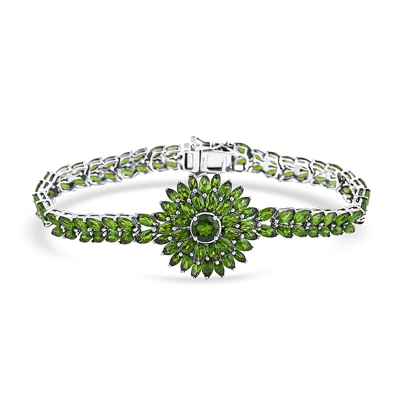 Chrome Diopside 19.85 ctw Bracelet in Platinum Over Sterling Silver (7.25 In)