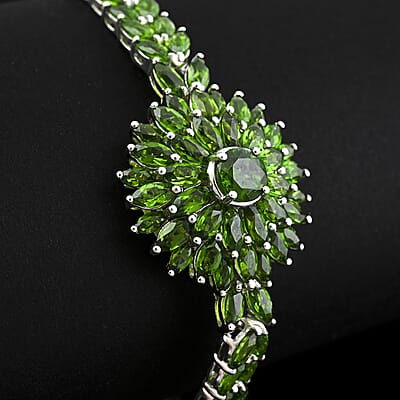 Chrome Diopside 19.85 ctw Bracelet in Platinum Over Sterling Silver (7.25 In)