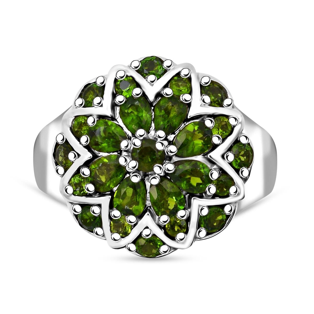 Chrome Diopside 2.15 ctw Ring in Platinum Over Sterling Silver (Size 10.0)  image number 0